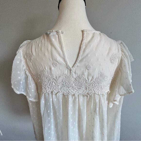 Romantic ZARA Women's  Sheer Ruffle Swiss Dot Top XS - Picture 8 of 10